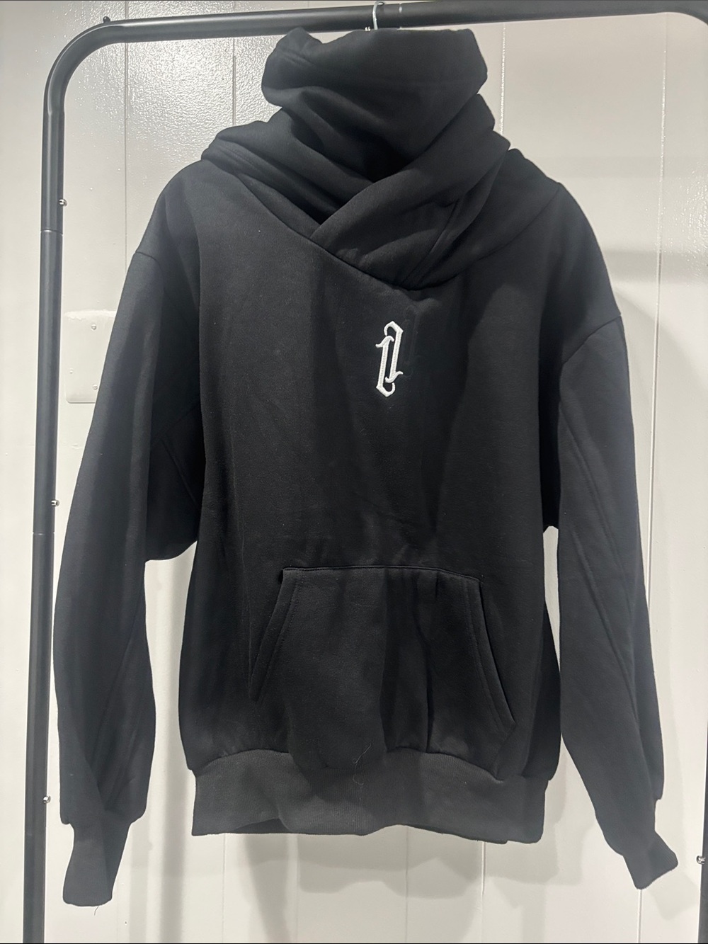 Black Hoodie with White Gothic 'P' Logo FLEECE NWT